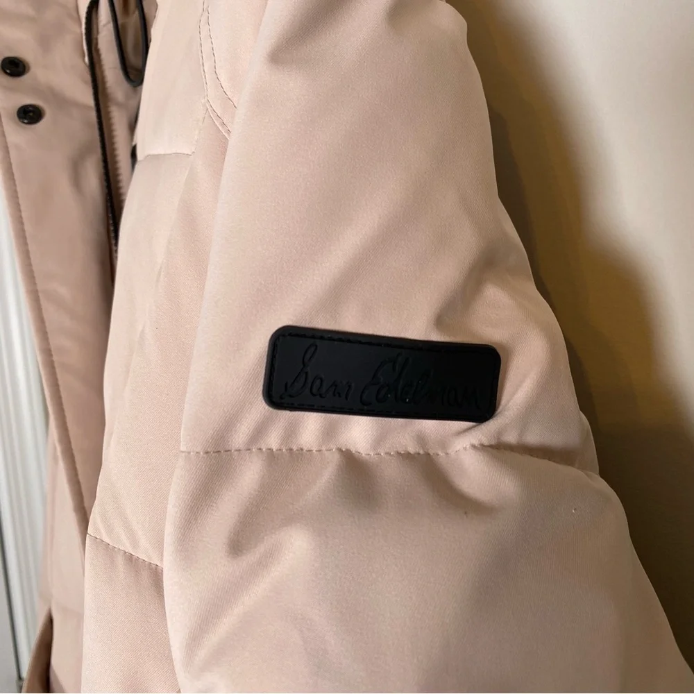 Sam Edelman Longline Belted Winter Puffer‎ Jacket Coat Blush Pink Size Small NWT